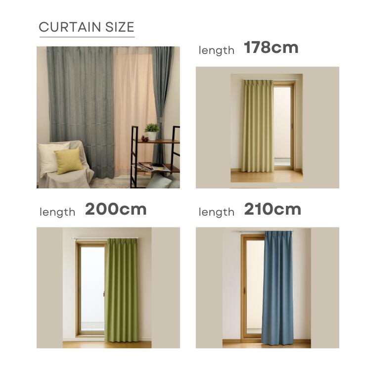 説明:サイズ比較:110cm・135cm・178cm・200cm・210cmの5サイズ展開｜178cm 2,860円 / 200cm 2,970円 / 210cm 3,080円