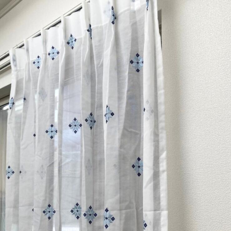 幅:85cm片開き(片側幅85cmが1枚)丈:95cm（ランナー穴から下）1.5倍ひだ・天井付け（全長96cm）【アウトレット】メテオール（ブルー/ネイビー）Meteor（メテオール）【ブルー/ネイビー】★WAVESALAD：正規品既製品通常価格5,500円